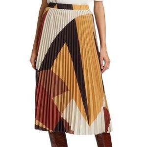 BA&SH Donie Pleated Graphic Midi Skirt
